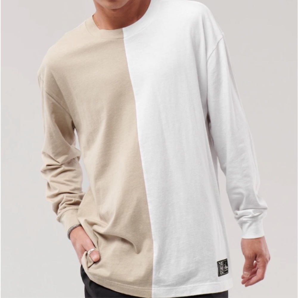 Hollister Men’s Oversized Long Sleeve Colorblock TeeShirt- Size M